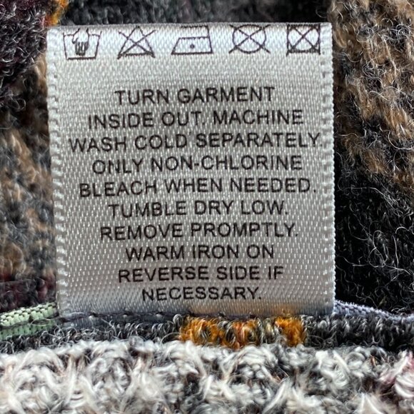 Damee Peplum Button Sweater Jacket Sz S Flare Sleeve Geometric Artsy Lagenlook - Picture 11 of 13